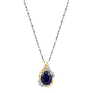 Sapphire & Diamond Birthstone Pendant Necklace 18"